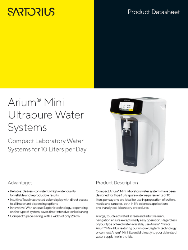 Arium® Mini ultračisti vodni sistemi - Sartorius Croatia