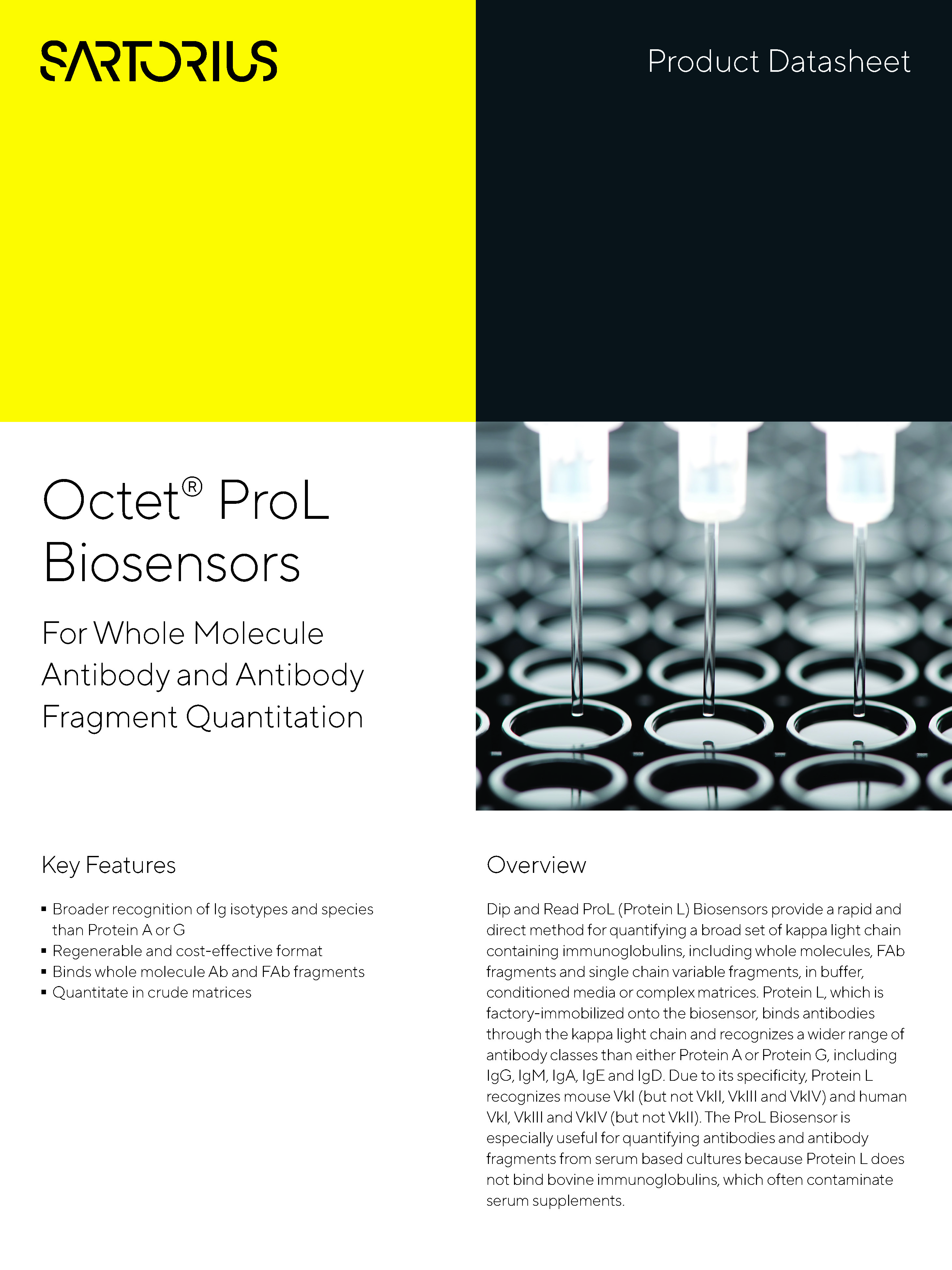 Octet® ProL Biosensors - For Whole Molecule Antibody and Antibody Fragment Quantitation - Sartorius Croatia