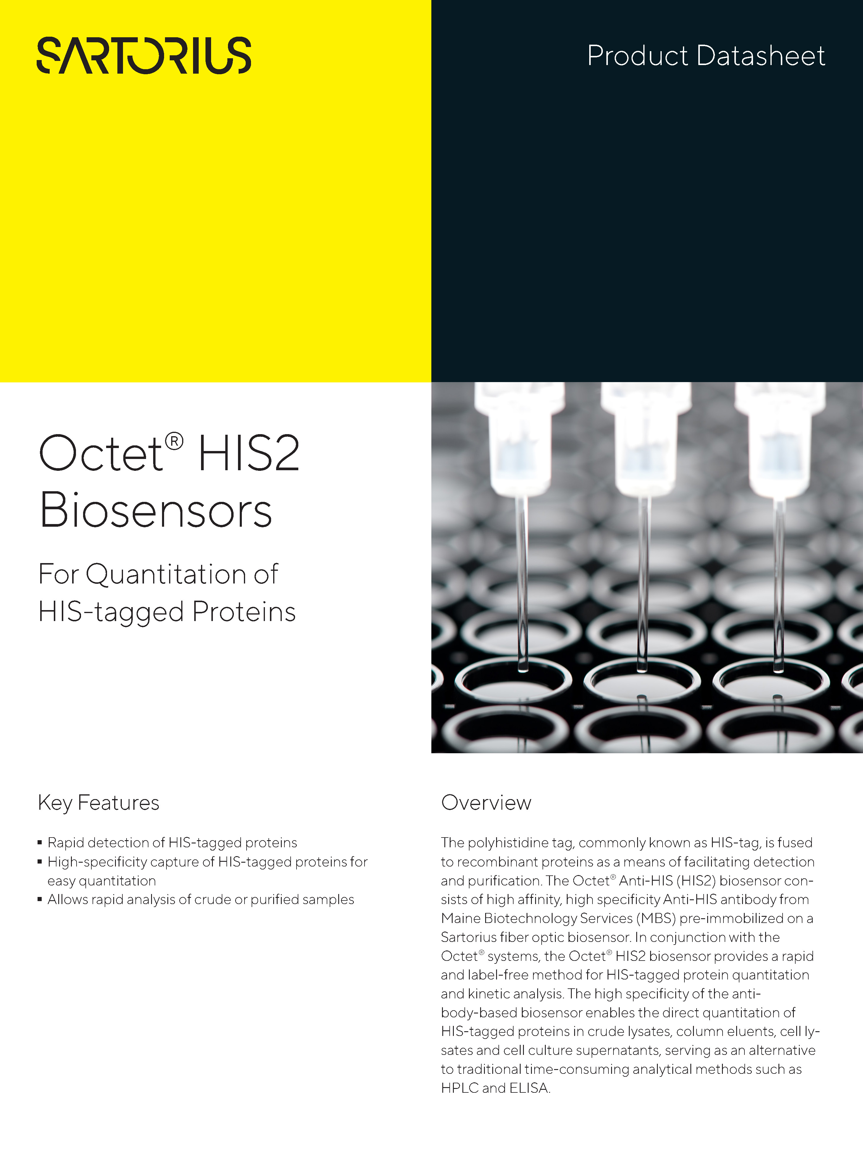 Octet® HIS2 Biosensors - For Quantitation of HIS-tagged Proteins - Sartorius Croatia