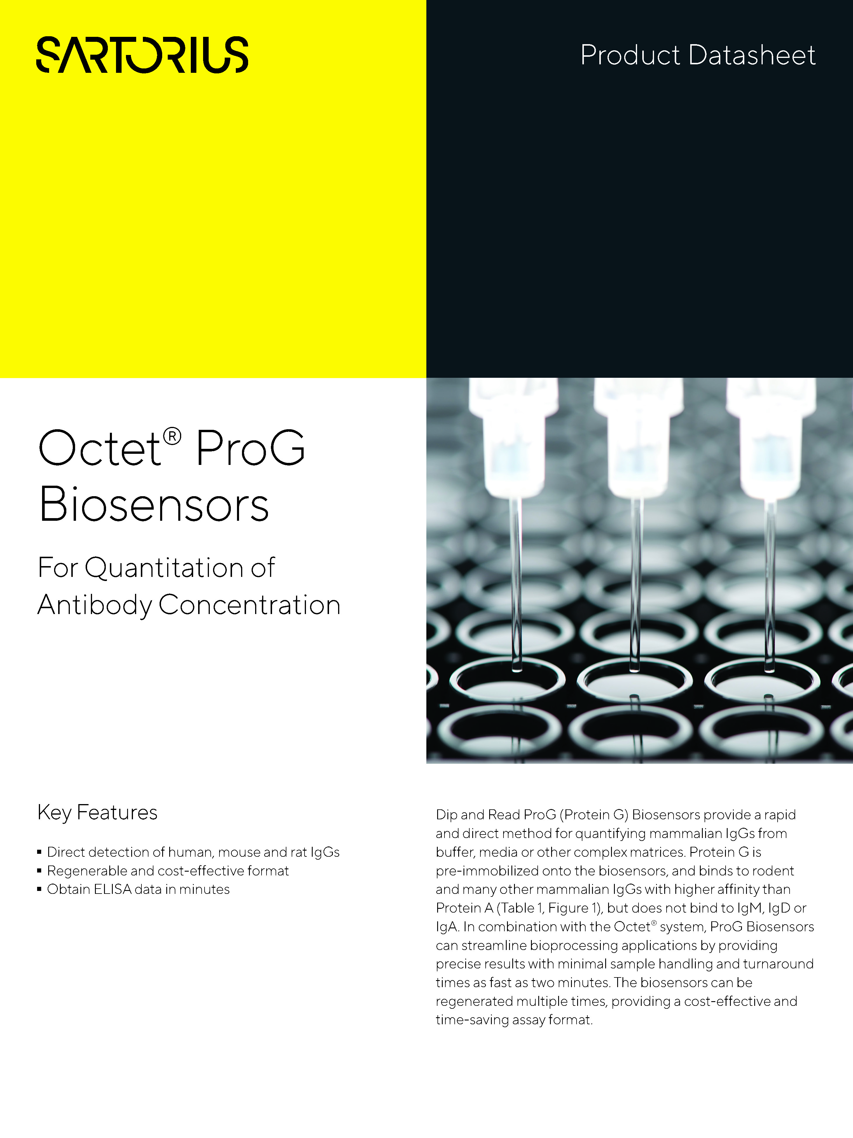 Octet® ProG Biosensors - For Quantitation of Antibody Concentration - Sartorius Croatia